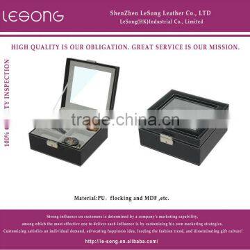 Hot Sale Customized handmade Pu Leather Watch Box/watch case