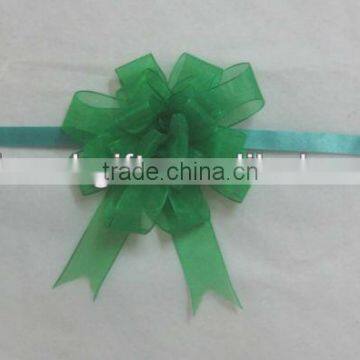 HOT SALE! Green Organza Woven Ribbon Pull String Butterfly Bow