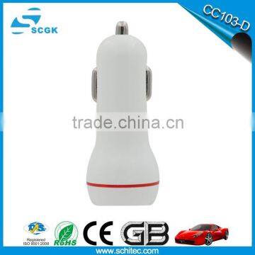 Dual Port Car Mobile Charger with led ring