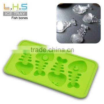 100% food grade wholesale Fish Bone style flexible ice cube tray