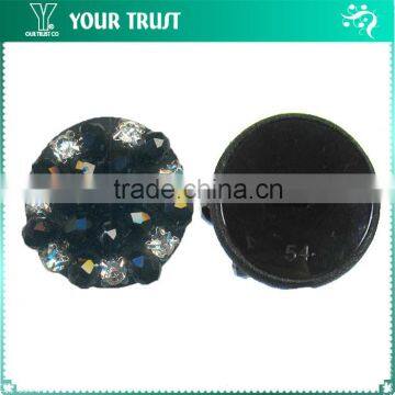 Seven 5MM Clear Rhinestone 8MM*6MM Black Bead Shank Shirt Cover Button