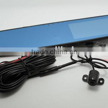 2014 New 4.3 Inch 5.0M Pixel Dual Camera Lens AV-IN GPS Tracker Rearview Mirror Car Camera Recorder