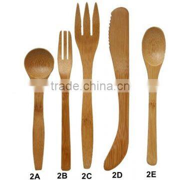 durable Bamboo dessert spoons forks spatula set