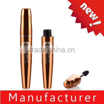 OEM shiny gold aluminium mascara container with silicon brush