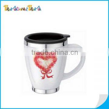 Double Wall Stainless Steel Ceramic Mug Ceramic Coffee Mug with Handle