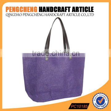 Big tote bag with paper straw bag pu handle