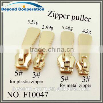 Customized zipper slider with zinc alloy casting puller china manufacturer