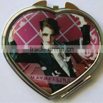 Heart Plain Printing Foldable Pocket Mirror For promotion