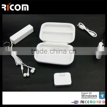 Hot selling usb travel charging set in white/computer usb kit for traveling use/portable charger kit