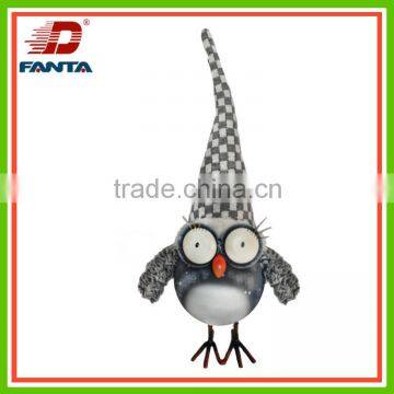 Hot selling- metal cutie owl with cloth hat for Christmas ornament