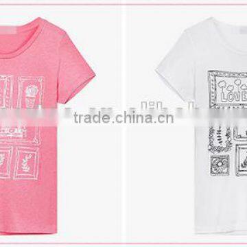 2016-17 China Manufacturer Lovely Pink t Shirt for Women With Silk Screen Printing photo-2
