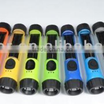 LED Solar Flashlight with Backup Battery and Power Source Indicator Light