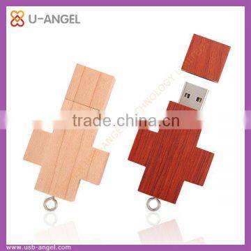 oem crucifix wooden usb flash drive 4gb, cross shape wood usb memory stick
