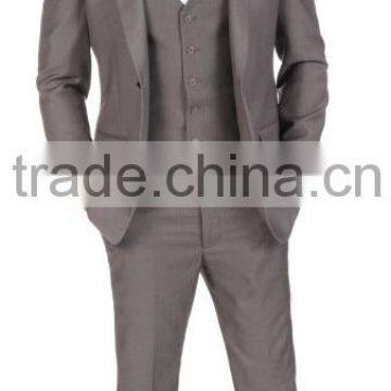 2014 Top Quality 100% wool Classic Mid Grey Three Pieces unique mens suits