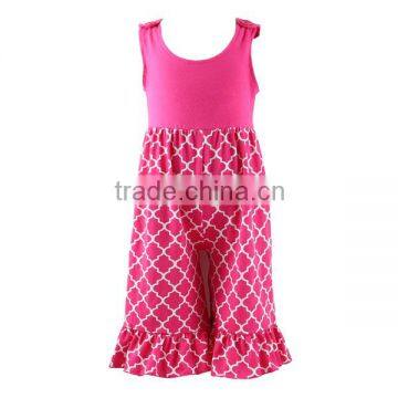 Wholesale 2016 girls clothes summer sleeveless lovely shorter/longer jumpsuit quatrefoil baby romper