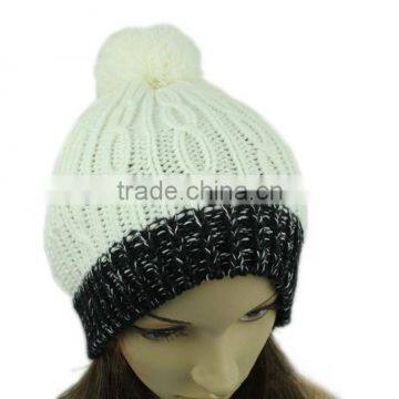 Lovely Ladies Ski Warm Winter Knitted Striped Slouch Beanie Bobble Hat Cap New