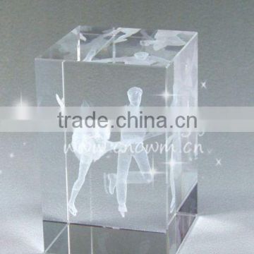 5*5*8cm beautiful crystal 3D laser cube for gift CM-CCB001