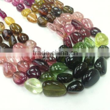 #AZZ Natural Multi-Color Plain Tumble Gemstone beads Tourmaline Necklace