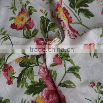 2016 Simple Floral Hotel Living Room Linen Printed Curtain Fabric for Window