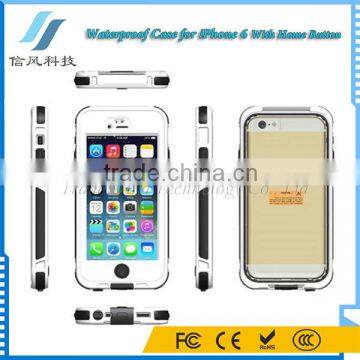 4.7 Inch White Cell Phone Waterproof Case for iPhone 6 With Home Button