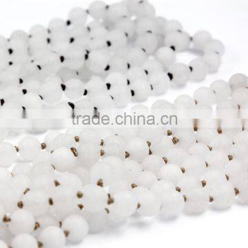 Trendy long knotted gemstone beads beaded neckalce