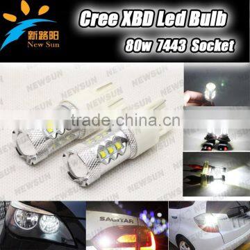 Ultra Bright White LED C ree 80W 7443 T20 16-LEDs Fog Turn Signal Brake Light 12V-24V