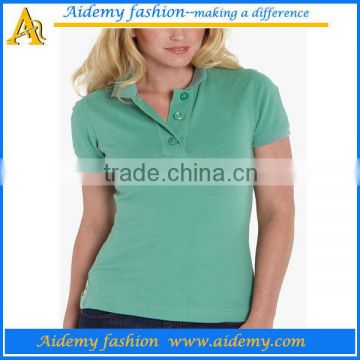 custom 95% cotton 5% spandex fit women polo tshirt