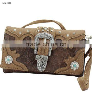 CROSS BODY STYLE WESTERN BUCKLE RHINESTONE WOMEN WALLETS