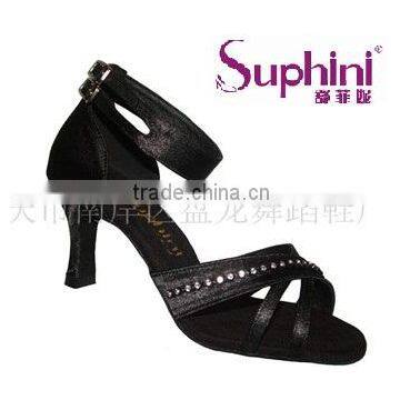 Suphini Shinny Standard Line Dance Shoes Woman Ballroom Dance Shoes Black