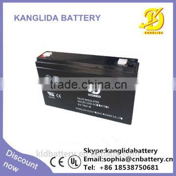 maintenance free valve regulated rechargeable battery 6v7ah deep cycle battery