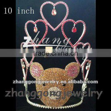 Beauty bear and heart design custome pageant crown