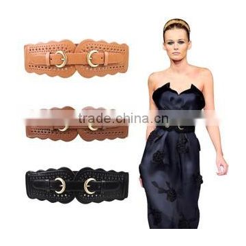 wide pure PU leather belts for woman