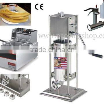 (3 in 1) Commercial Use Manual Spanish 5L Churro Maker + 110v 220v Electric 6L Deep Fryer + 1L Churros Filling Machine