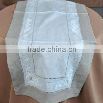 100% linen with natural border hemstitched table runner