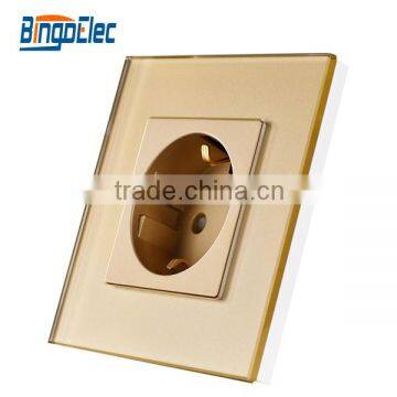 Crystal Glass Panel Socket With Usb Modular Socket Free Matching Golden Color