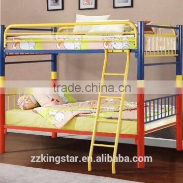 Wholesale school children iron metal bunk bed for dormitory,high quality unique steel metal bunk bed kids