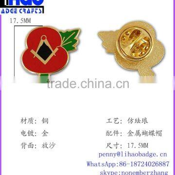 wholesale cheap price poppy flower metal lapel pin badge