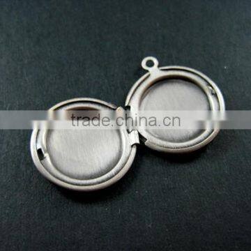 20mm Round Brass Antiqued Silver Simple Photo Locket Pendant Charm DIY Supplies Findings 1113012 photo-2