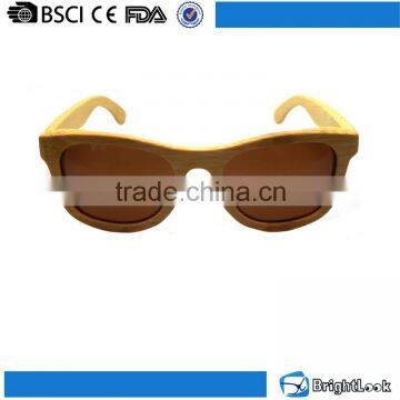 2016 Hand Polished Women Natural Wood Sunglasses Kids Oem Uv400 With Custom Logo Printed on Lens photo-3