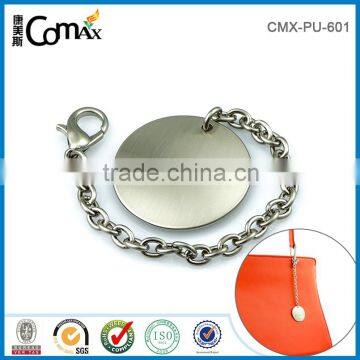 Brush Nickel Custom Solid Round Metal Handbag Pendant