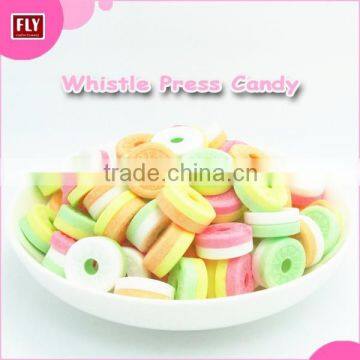 Hot Sale Roll Packed Colorful Whistle Tablet Press Candy