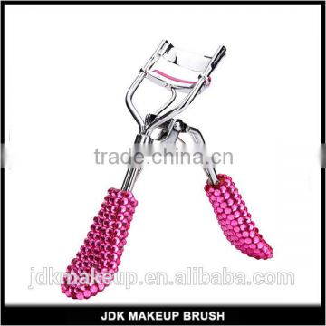 Pink eyelash curler with rhinestones, rhinestones eyelash curler cosmetic tool