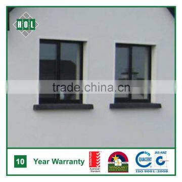 Aluminum casment window, powder coated aluminum frame, dark glass