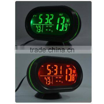 LED Lighted Digital Car Clock Thermometer Auto Dual Temperature Gauge Voltmeter Voltage Tester DC 12-24V photo-5