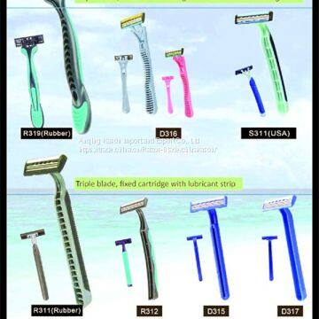 twin blade disposable razor, triple blade shaving razor