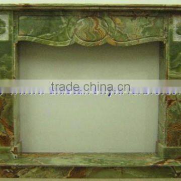 STYLISH DARK GREEN ONYX FIREPLACES