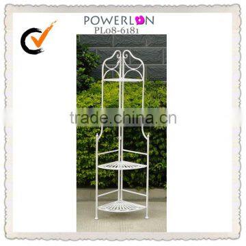 Hot selling 3-tier wrought iron standing wall shelf for flower