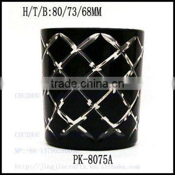 black hand eteched trendy western glass candle holder