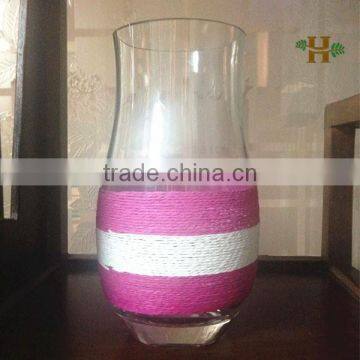 Clear Glass Vase,Paper Rope Decoration Cheap Glass Vase photo-2