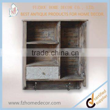 2016 classical vintage wooden wall shelf with drawer